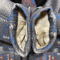 ADJUSTABLE COSTUME アジャスタブルコスチューム ネイティブ柄 ダブルブレスト ショールカラーコート グレー Size 38 瑞穂店