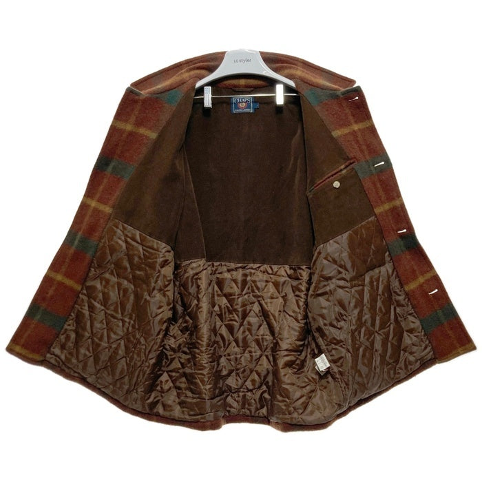 CHAPS RALPH LAUREN チャップスラルフローレン 80's チェック ウール 襟付きコート ブラウン sizeL 瑞穂店