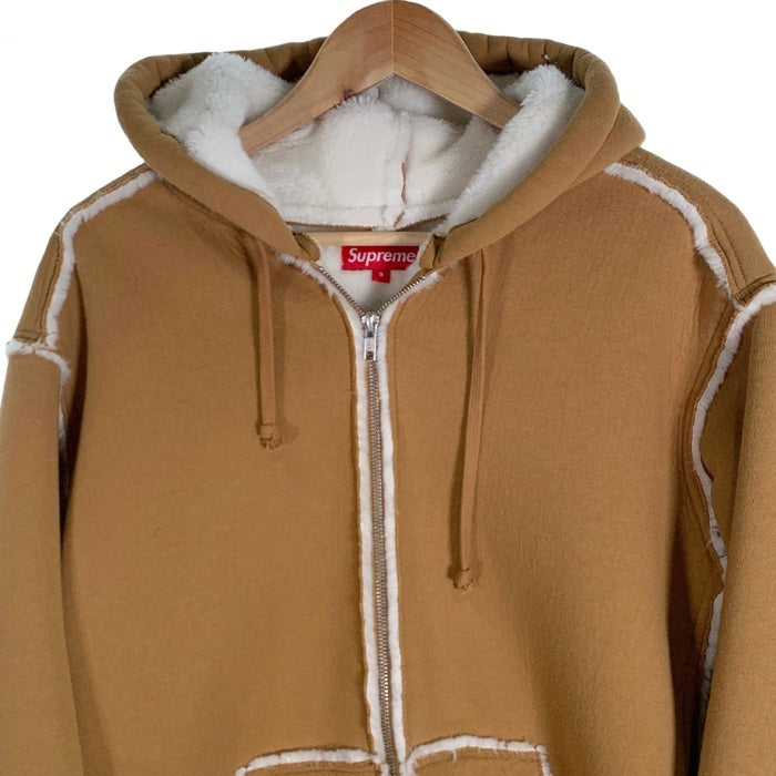 SUPREME シュプリーム 21AW Faux Shearling Hooded Jacket フェイクムートン フーデッドジャケット パーカー タン Size S 福生店