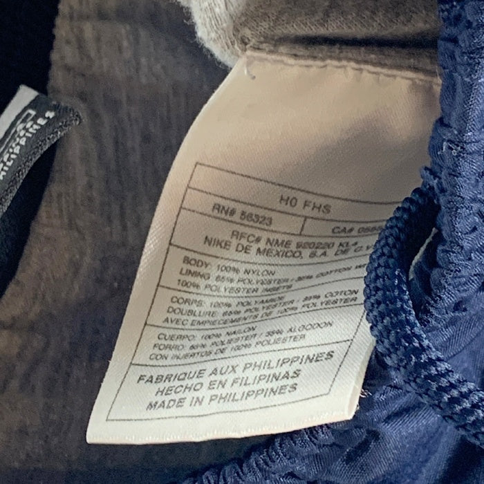 00's NIKE ナイキ ナイロン パンツ サイドライン ネイビー ホワイト 裾スウッシュ 裾ポケット Size L 福生店
