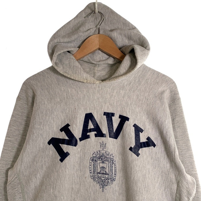 80's Champion チャンピオン リバースウィーブ NAVY ラバープリント プルオーバー フーディー パーカー USA製 Size XL 福生店