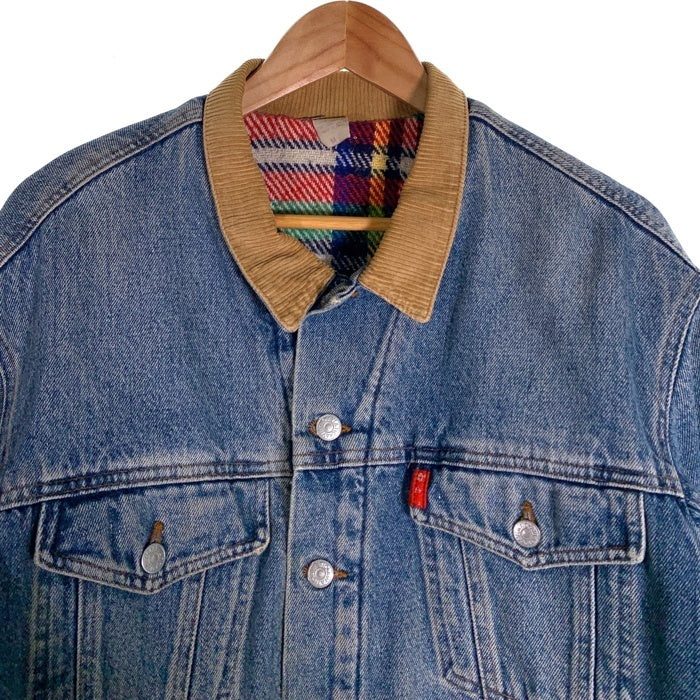 AVIATIC アビアティック デニムジャケット 襟コーデュロイ インディゴ フランネルチェックライナー イタリア製 Size M 福生店