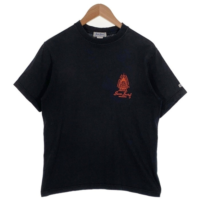 SUN SURF サンサーフ Menehune Hut メネフネ ハット バックプリント 半袖 Tシャツ ブラック USA製 Size S 福生店