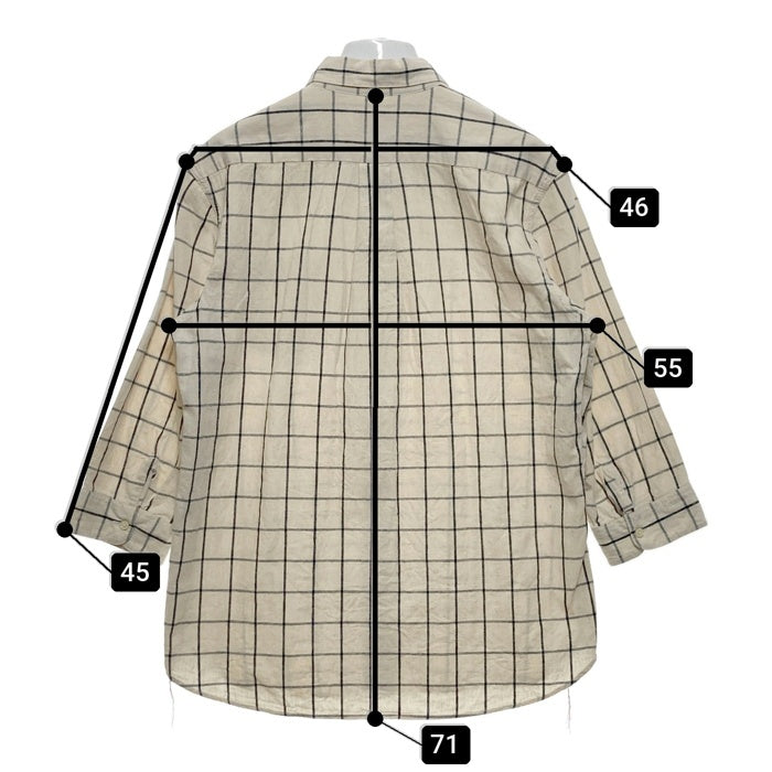 SUGAR CANE シュガーケーン SC36544 リネン混 ウィンドウペーン 七分丈 シャツ オフホワイト×ブラック ボタン付き sizeM 瑞穂店