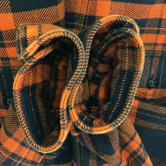 UES ウエス 猫目ボタン ヘビーネルシャツ ブラックxオレンジ size5 瑞穂店