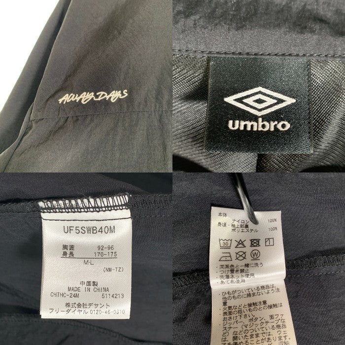 UMBRO アンブロ AWAY DAYS ナイロンウーブンジャケット 刺繡 ブラック UF5SWB40M Size M-L 福生店