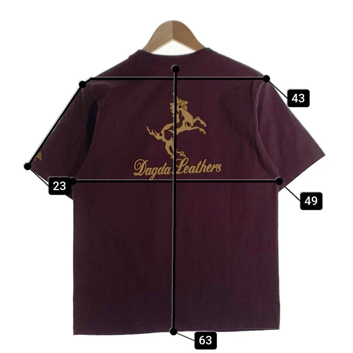 Dagda Leathers ダグダレザーズ プリント ポケットTシャツ 袖刺繡 ダークパープル 旧マッコイ 滝沢氏 Size M 福生店