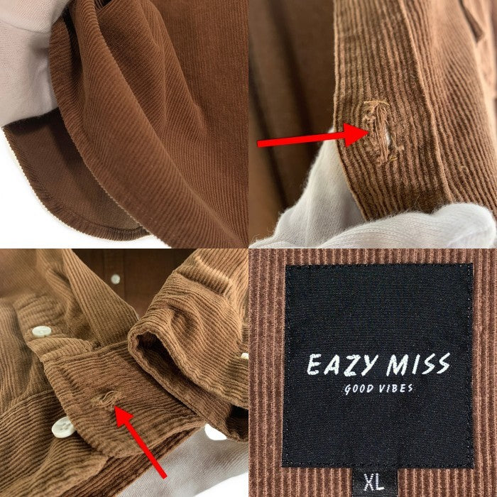 EAZY MISS イージーミス コーデュロイ シャツ ブラウン Size XL 福生店