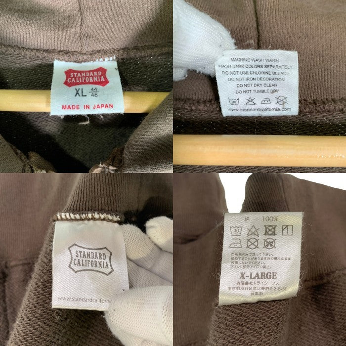 STANDARD CALIFORNIA スタンダードカリフォルニア SD US Cotton Script Logo Zip Hood Sweat コットン スクリプト ロゴ ジップ フード スウェット フーディー パーカー ブラウン Size XL 福生店
