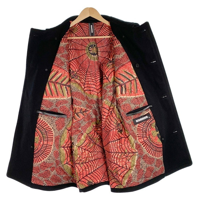 NEIGHBORHOOD ネイバーフッド 21AW P/W-COAT ピーコート ウール ブラック 中綿 レザー 212SZNH-JKM04 Size XL 福生店