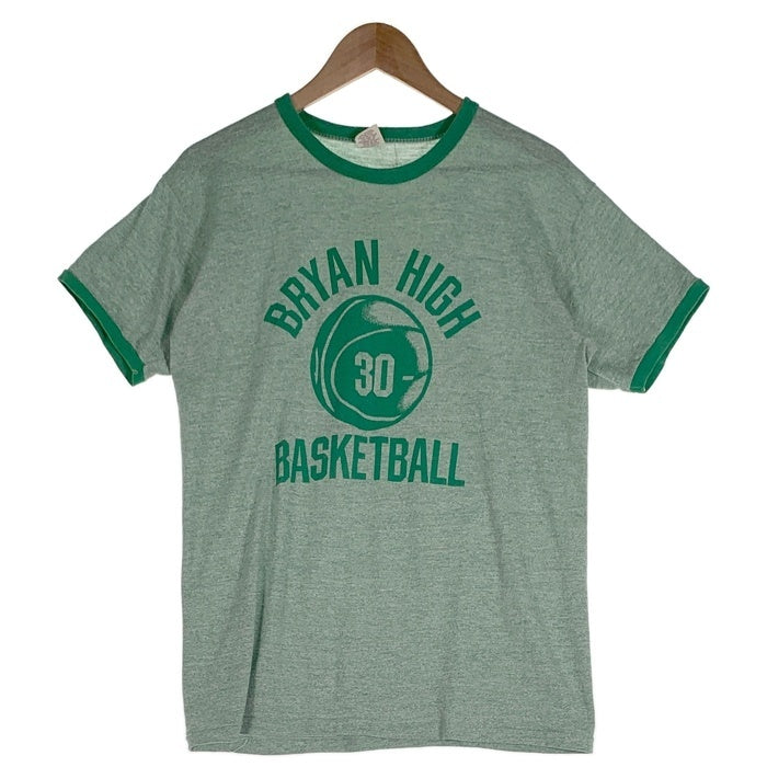 70's Russell ラッセルアスレチック BRYAN HIGH BASKETBALL プリント リンガーTシャツ 霜降りグリーン USA製 Size L 福生店