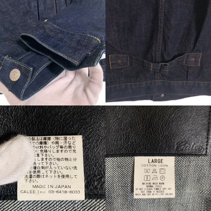 CALEE キャリー 1st TYPE NO COLLAR DENIM JACKET ノーカラー デニムジャケット インディゴ Size L 福生店