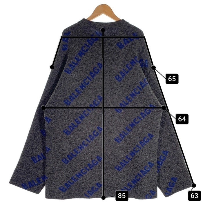 BALENCIAGA バレンシアガ 20AW ALL OVER LOGO CREWNECK クルーネック ニット セーター グレー 623283 T1567 Size M 福生店