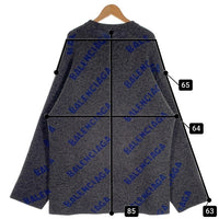 BALENCIAGA バレンシアガ 20AW ALL OVER LOGO CREWNECK クルーネック ニット セーター グレー 623283 T1567 Size M 福生店