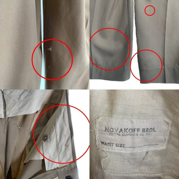 50's 60's NOVAKOFF BROS. (ROYAL CLOTHING CO. INC.) ノバコフ・ブラザーズ ロイヤル クロージング MILITARY TROUSER CHINO PANTS  ミリタリー チノ トラウザー パンツ ベージュ Size ウエスト約76cm 福生店