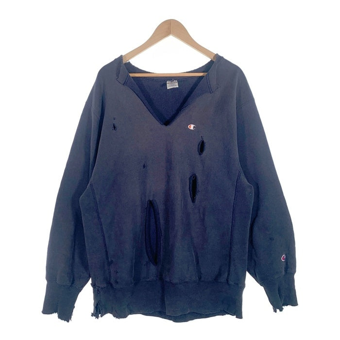 90's Champion チャンピオン リバースウィーブ クルーネックスウェットトレーナー ネイビー ボロ Size XL 福生店