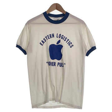 80-90's EASTERN LOGISTICS POWER PULL プリント リンガーTシャツ ホワイト ネイビー USA製 Size L 福生店