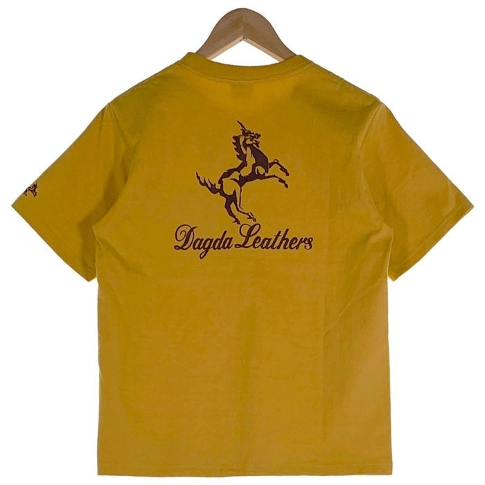Dagda Leathers ダグダレザーズ プリント ポケットTシャツ 袖刺繡 マスタード 旧マッコイ 滝沢氏 Size S 福生店