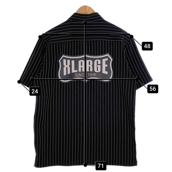 XLARGE エクストララージ S/S STRIPE WORK SHIRT ストライプワークシャツ ブラック 01191409 ポリエステル Size M 福生店