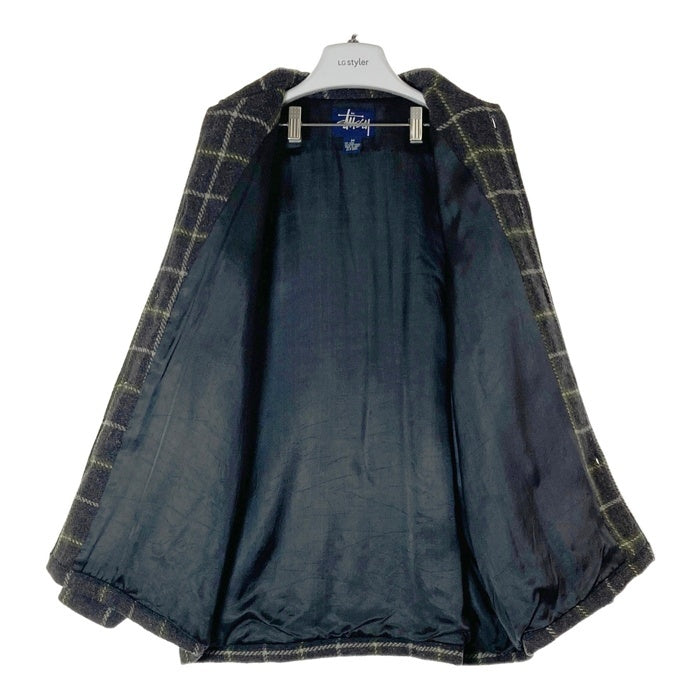 STUSSY ステューシー 90's ウール チェックシャツ 紺タグ インド製 グレー×グリーン SizeM 瑞穂店