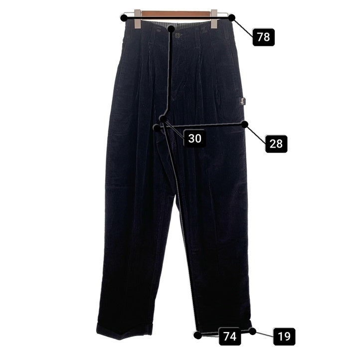 80's STUSSY ステューシー 2タック 太畝コーデュロイ テーパードスラックス パンツ ブラック USA製 黒タグ Size 29 福生店