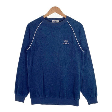 80's adidas アディダス パイル地 ラグランスリーブ トップ ネイビー Size L 福生店
