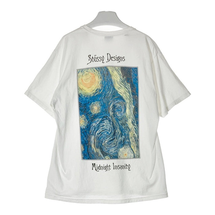 STUSSY ステューシー MIDNIGHT INSANITY グラフィック プリントTシャツ ホワイト sizeL ※シミあり 瑞穂店