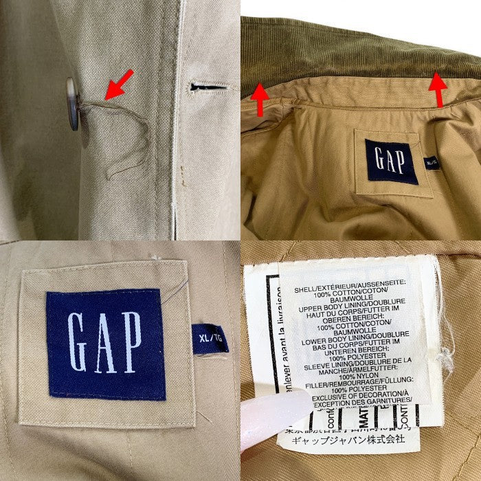 00's GAP ギャップ フィールドコート ジャケット 襟コーデュロイ ベージュ オールド Size XL 福生店