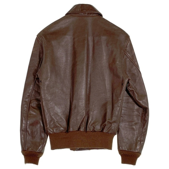 80's 90's AVIREX アヴィレックス EMAR ジップ Genuine Horsehide ホースハイド A-2 レザー フライト ジャケット ブラウン DRAWING NO. 30-1415, CONTRACT NO. 1978-01 USA製 Size 34 福生店