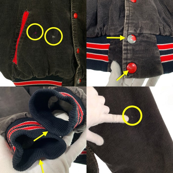 80's Rennoc レノック コーデュロイ スタジャン アワードジャケット スナップボタン 刺繡 ブラック Size L 福生店