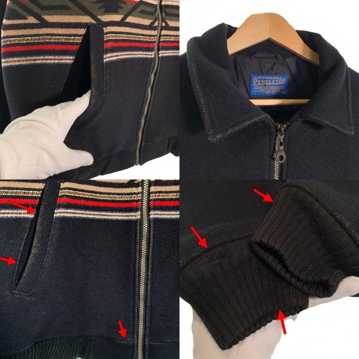 PENDLETON ペンドルトン ウール ジップアップ リブジャケット ブラック USA製 Size XL 福生店