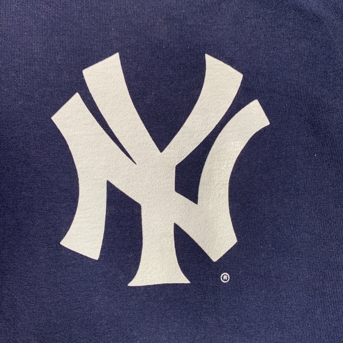 90's majestic マジェスティック Newyork Yankees ニューヨーク ヤンキース 半袖 チームロゴ プリント Tシャツ ネイビー USA製 Size L 福生店