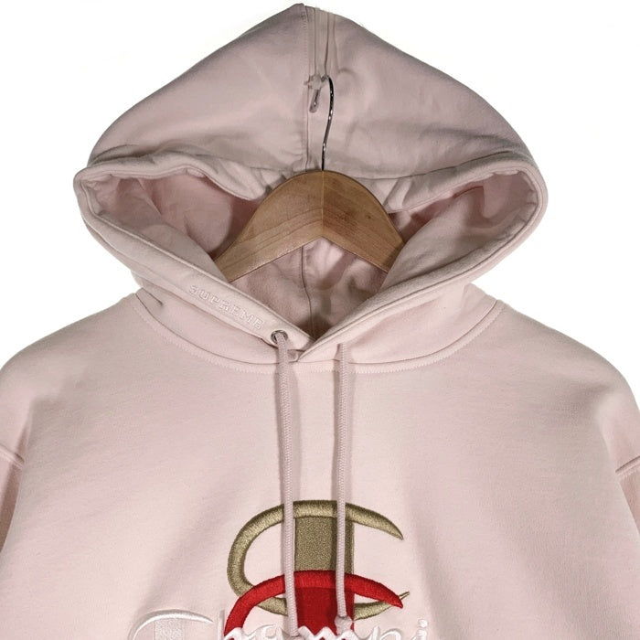Supreme シュプリーム 17AW Champion チャンピオン Stacked C Hooded Sweatshirt プルオーバースウェットパーカー ピンク Size L 福生店
