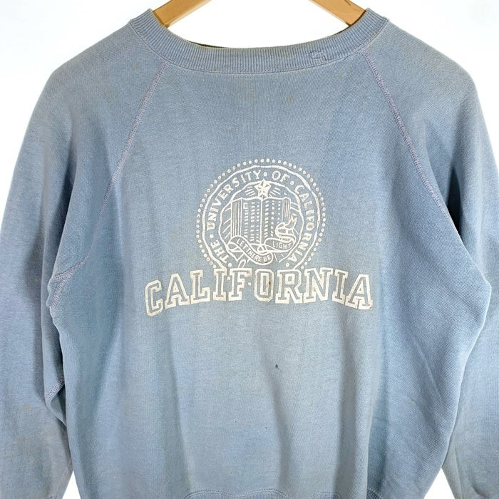 60's CALIFORNIA カリフォルニア カレッジプリント ラグランスリーブ スウェットトレーナー ライトブルー Size M 相当 福生店