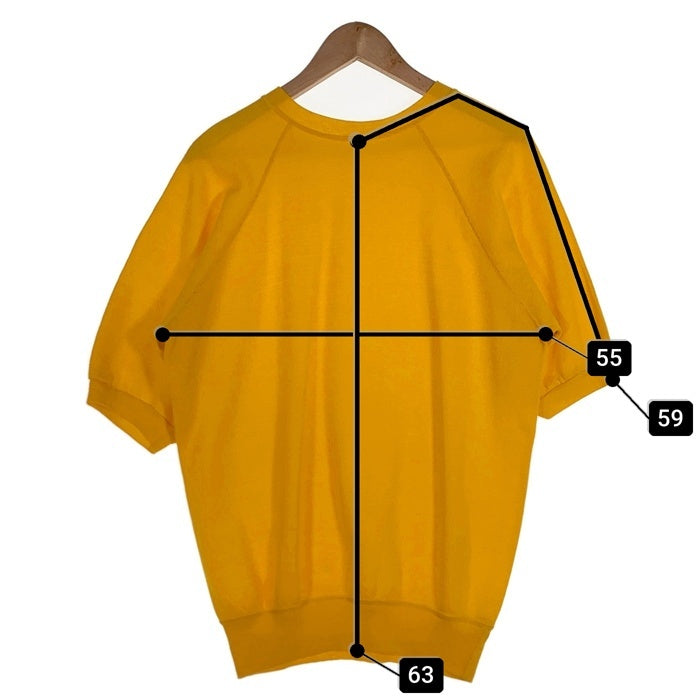 60's ラグランスリーブ ショートスリーブスウェットトレーナー イエロー 無地 半袖 Size L 相当 福生店