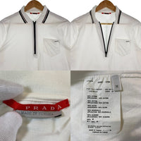 PRADA SPORT プラダスポーツ ハーフジップ コットン ポロシャツ ホワイト SJM581 Size M 福生店