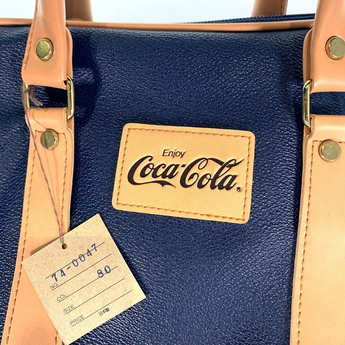Coca Cola コカコーラ レザーボストンバッグ ハンド ネイビー ベージュ 福生店
