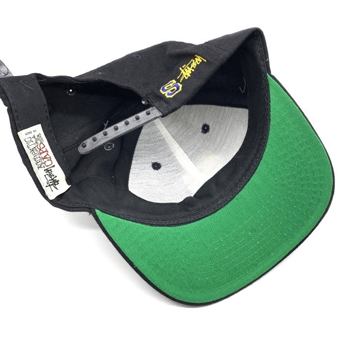 90's STUSSY ステューシー CAPS Sロゴ刺繡 6パネルキャップ ブラック スナップバック USA製 白タグ オールド 福生店