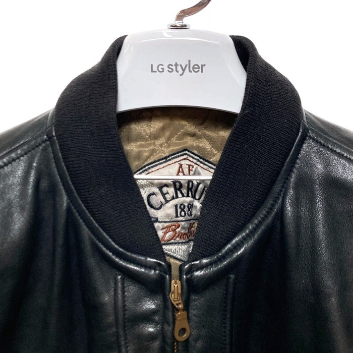 CERRUTI 1881 セルッティ ジップアップ レザージャケット ブラック Size 48 瑞穂店