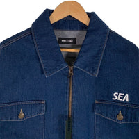 WIND AND SEA ウィンダンシー 24SS Front Zip Denim Jacket フロントジップ デニムジャケット プリント インディゴ WDS-O-ATTP-24-Q3-JK-01 Size XL 福生店