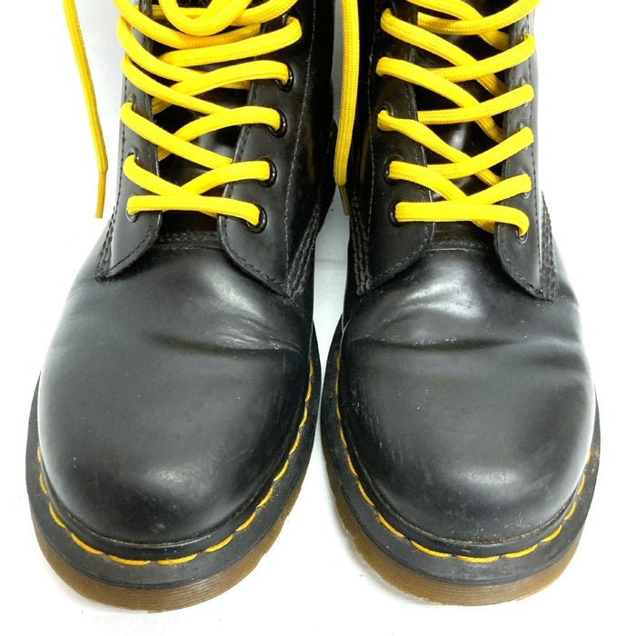 Dr.Martens ドクターマーチン 8ホール レザーブーツ 黄色紐 ブラック sizeUK6 瑞穂店