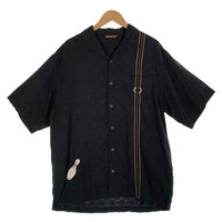 Tommy Bahama トミーバハマ シルク ボーリング刺繡 半袖シャツ 開襟 ブラック Size M 福生店