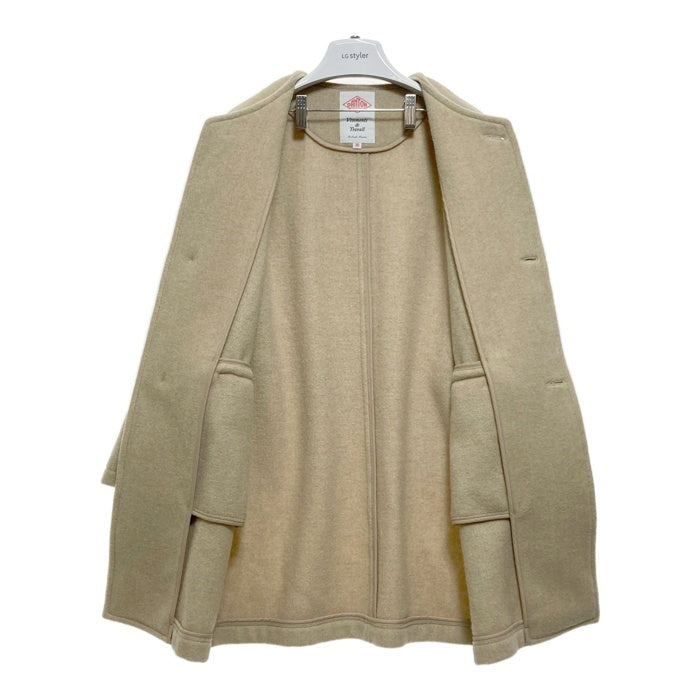 DANTON ダントン DT-A0012 WOOL LIGHT PILE ウール ノーカラーロングコート ベージュ size36 瑞穂店
