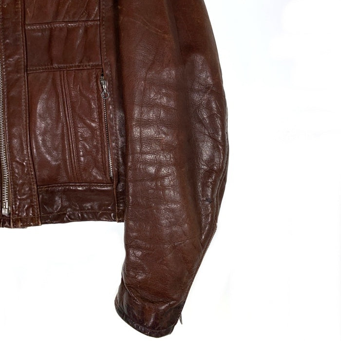 70's~ Schott ショット レザーライダースジャケット ブラウン 襟付 ボアライナー付 USA製 Size 42 福生店