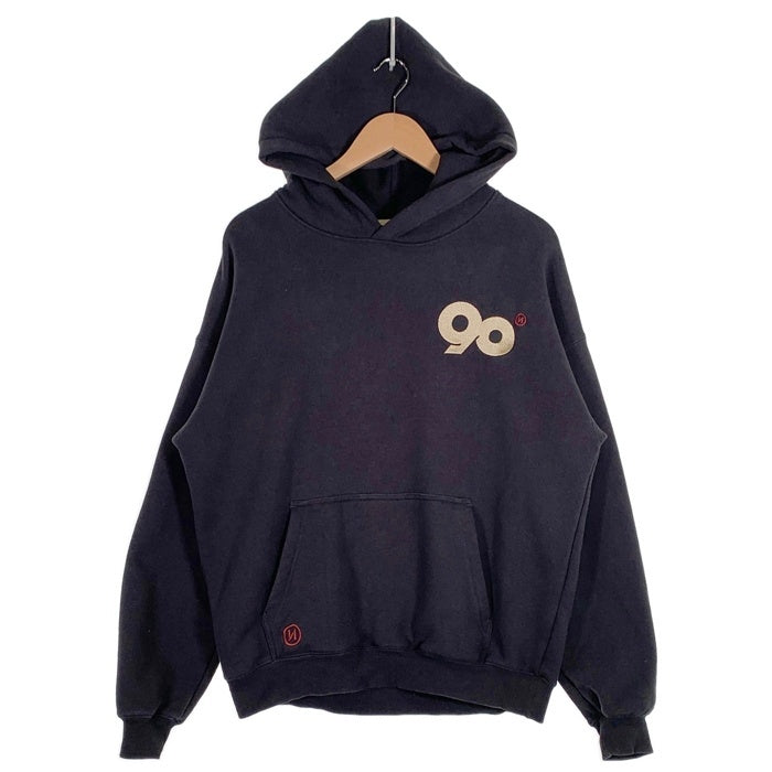 9090 ナインティナインティ 90 Logo Original Hoodie プルオーバーフーディー パーカー ロゴ刺繡 ネイビー NN1831 Size L 福生店