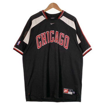 90's~ NIKE ナイキ CHICAGO BULLS シカゴ・ブルズ プルオーバートップス 刺繡 ワッペン ブラック ホワイト レッド Size L 福生店