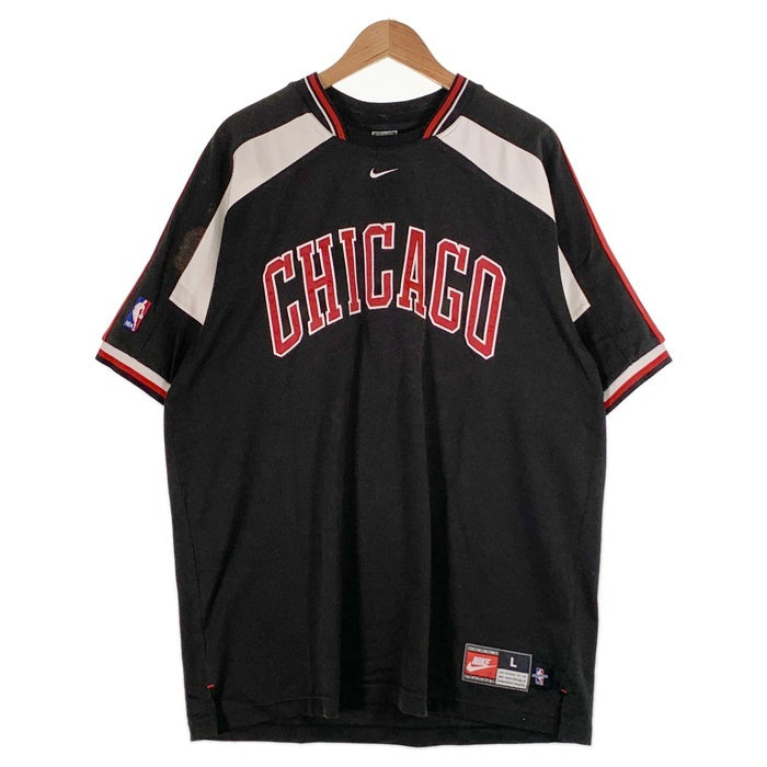 90's~ NIKE ナイキ CHICAGO BULLS シカゴ・ブルズ プルオーバートップス 刺繡 ワッペン ブラック ホワイト レッド Size L 福生店
