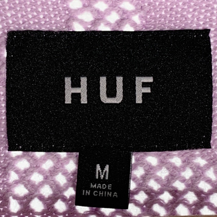 HUF ハフ MONOGRAM JACQUARD ZIP SWEATER モノグラム ジャガードジップセーター 半袖 ラベンダー KN00485 Size M 福生店