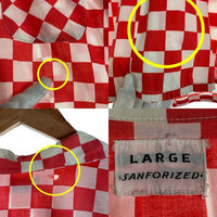 50's CHECKER FLAG チェッカーフラッグ 半袖 オープンカラーシャツ コットン レッド ホワイト Size L 福生店
