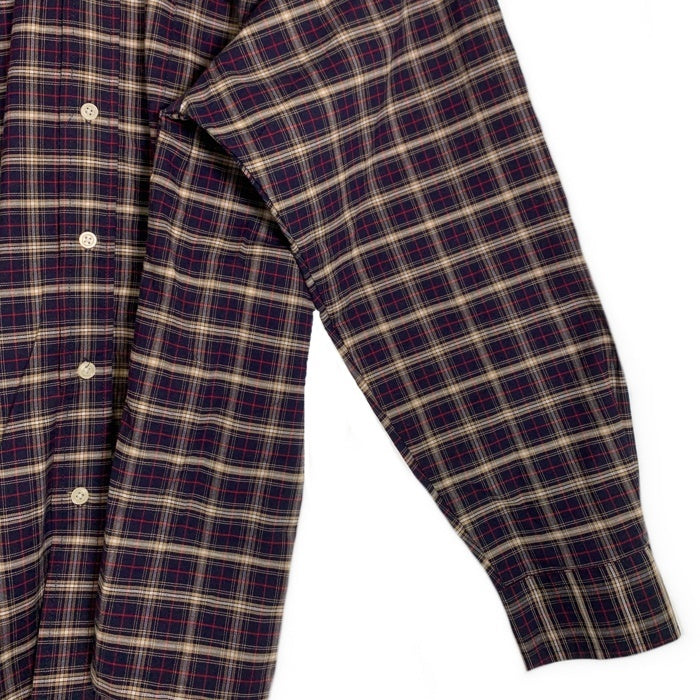 80's TOWNCRAFT タウンクラフト ボタンダウンチェックシャツ コットンポリ ネイビー Size L 福生店